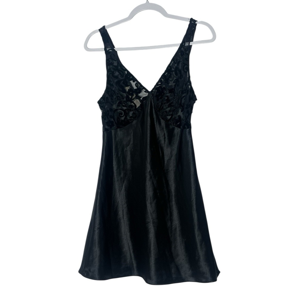 Victoria Secret Vintage Gold Label Satin & Velvet‎ Slip Dress Nightgown Medium